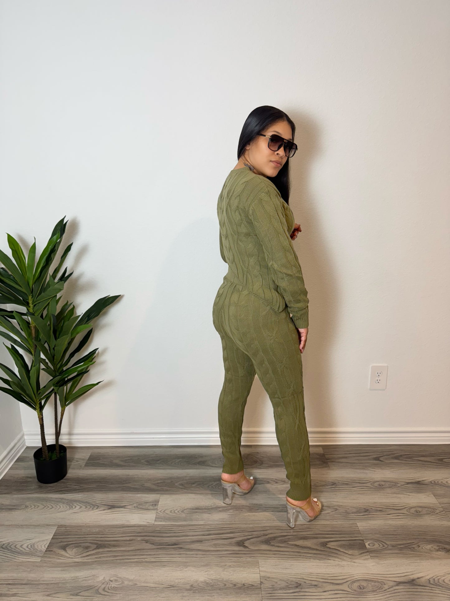 Vega Two Piece Knit Set- Olive