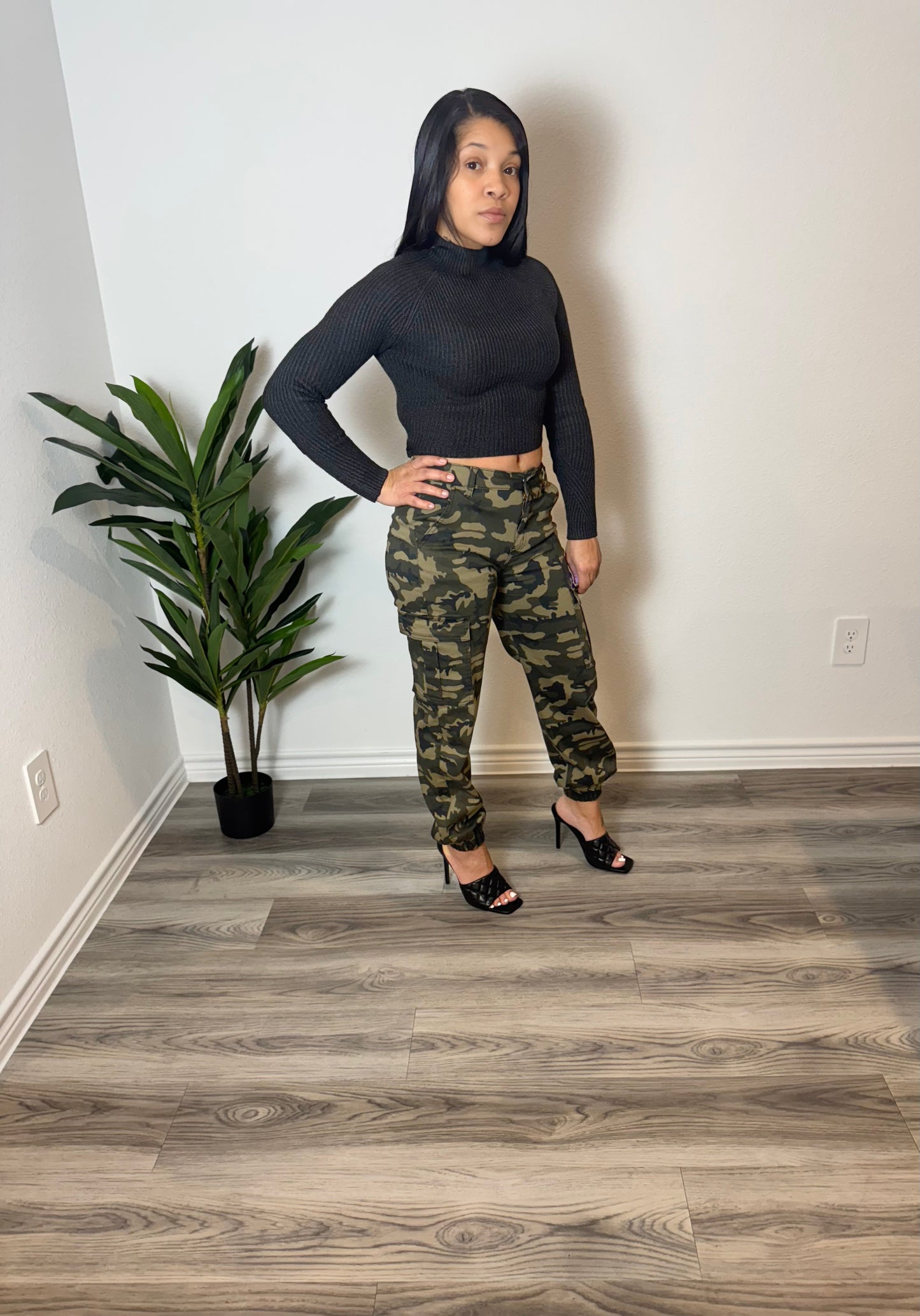 Edgy Vibes Camo Cargo High Waisted Jogger Pants