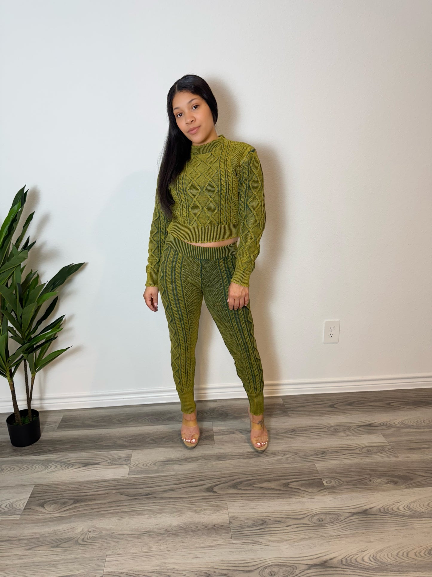 Lennox Knitted Set- Olive