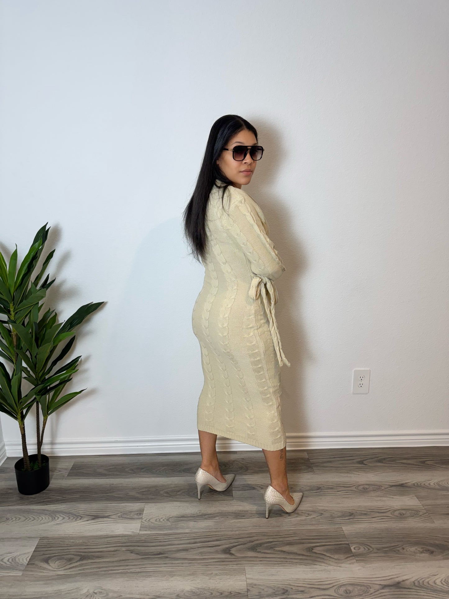 Aria Long Sleeved Dress- Taupe