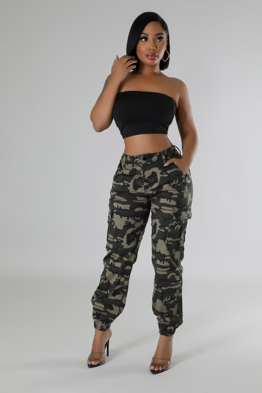 Edgy Vibes Camo Cargo High Waisted Jogger Pants