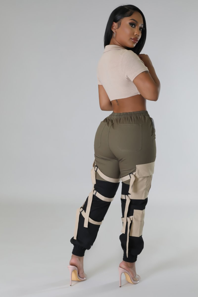 Strap Me Up Cargo Versatile Pants with Drawstring and Cuffed Bottoms