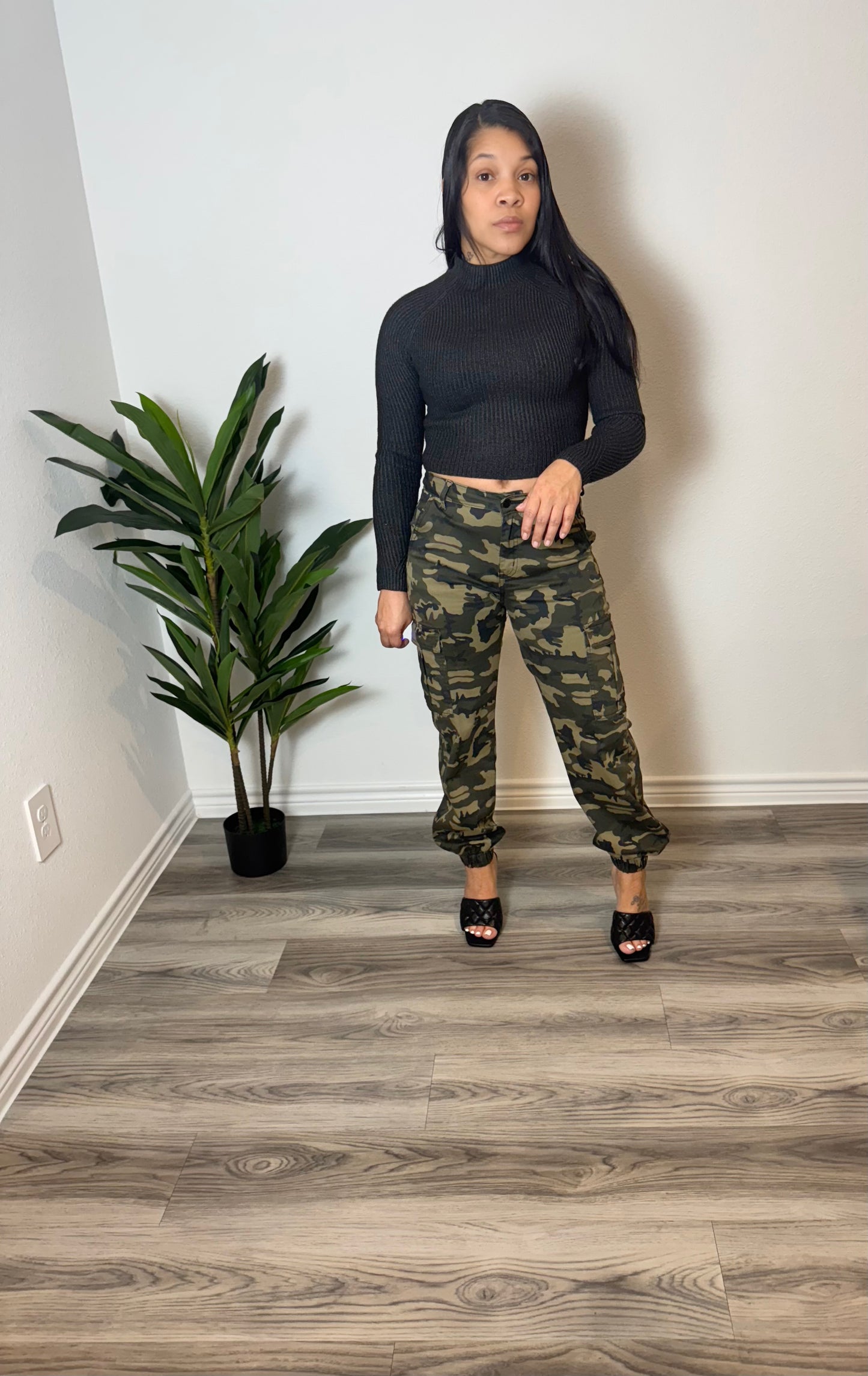 Edgy Vibes Camo Cargo High Waisted Jogger Pants