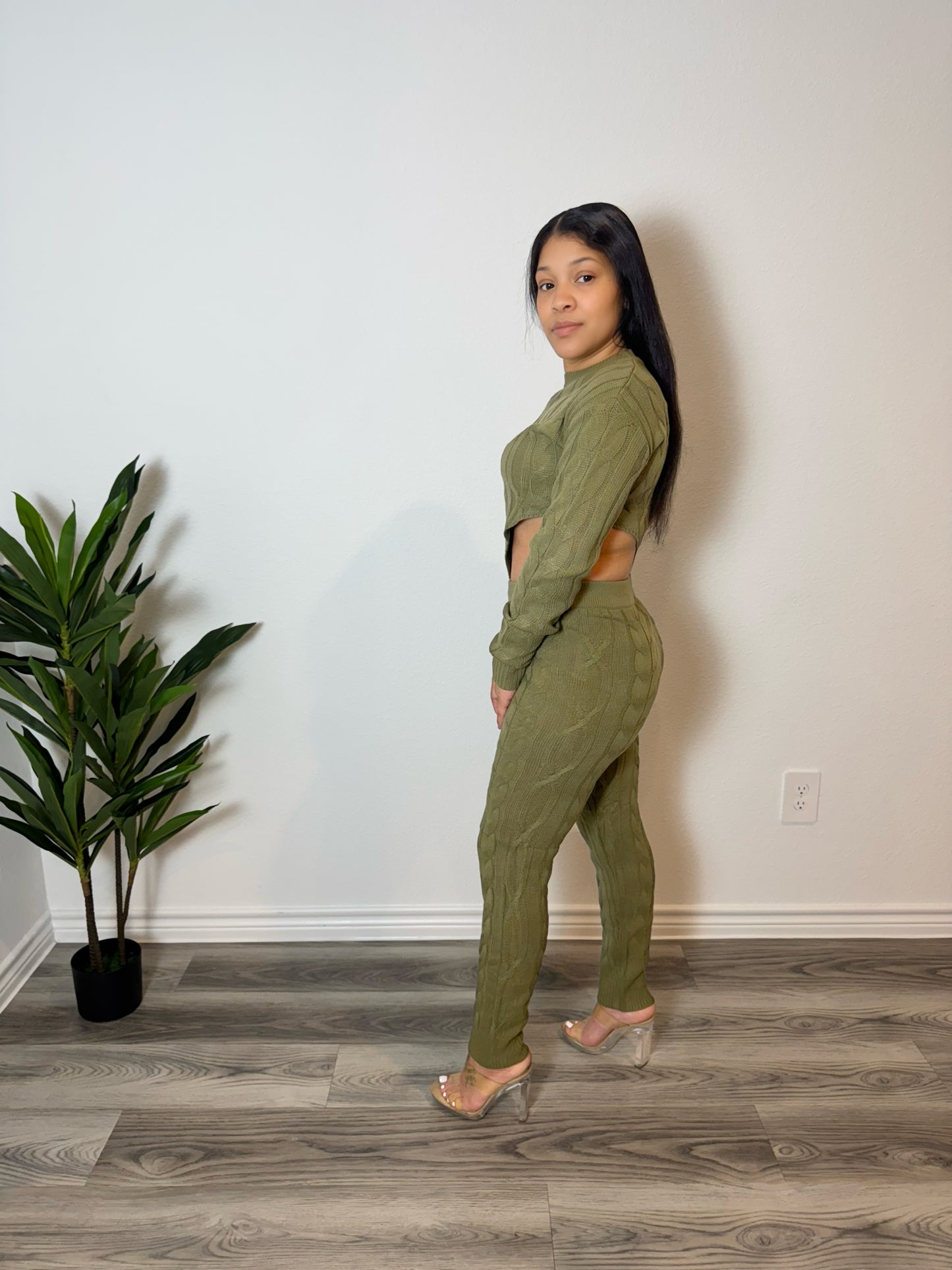 Vega Two Piece Knit Set- Olive